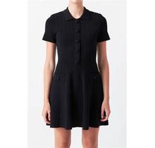 Women's Jewel Buttoned Knit Mini Dress - Black