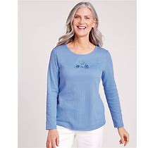 Blair Women's Embroidered Pointelle Top - Blue - XL - Womens