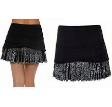 Adidas By Stella Mccartney Nwt Lucky In Love Fringe Tennis Skirt Skort Black L Large - New Women | Color: Black | Size: L