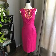 David Meister Dresses | David Meister Sheath Pink Beaded Dress | Color: Pink | Size: 0