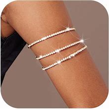 Jovono Rhinestone Arm Cuff Layered Arm Bracelet Crystal Upper Armband Open Cuff Dainty Arm Jewelry For Women And Girls(1Pcs)