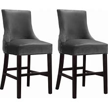 Meridian Furniture Hannah Collection Soft Velvet Counter Stools, Set Of 2, Gray - 21