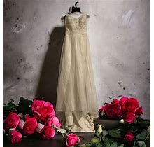 Davids Bridal Wedding Dress Womens Ivory Champagne Plus Size Ball Gown SIZE 22
