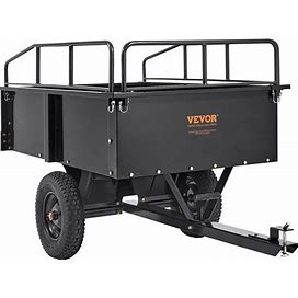 VEVOR Heavy Duty ATV Trailer Steel Dump Cart, 750-Pound 15 Cubic Feet, Garden Utility Trailer With Removable Sides For Riding Lawn Mower Tractor