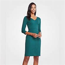 Ann Taylor Dresses | New Nwt Ann Taylor Petite Seamed V-Neck Ponte Sheath Dress In Endearing Green 0P | Color: Green | Size: 0P