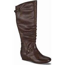 Baretraps Pabla Womens Knee High Brush Brown Riding Boots Wedge Zipper Sz 8 NEW