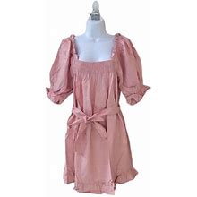 Eloquii 14/16 Blush Linen Blend Smocked Front Mini Dress Women