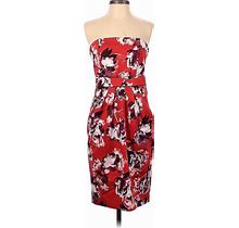 Coast Cocktail Dress - Sheath Strapless Sleeveless: Red Floral Dresses - Women's Size 6
