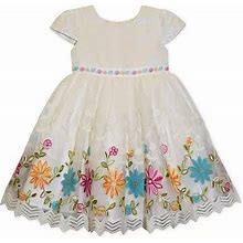 Blueberi Boulevard Baby Girls Short Sleeve Fit + Flare Dress | White | Regular 12 Months | Dresses Fit + Flare Dresses