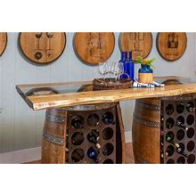 Wine Barrel Designs Live Edge 6-Person Barrel Bar Set With Wine Storage - Natural