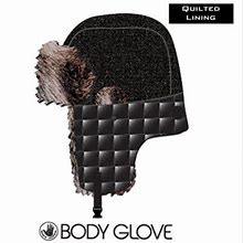 Body Glove Shiny Mens Quilted Trapper Hat Onyx - Wool Top
