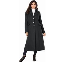 Roaman's Women's Plus Size Long Wool-Blend Coat, 20 W - Black