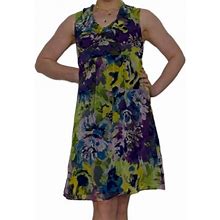 Loft Dresses | Dress Ann Taylor Loft Petites Sleeveless Floral Watercolor Women's Size 2 Petite | Color: Blue/Green | Size: 2P