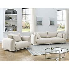 3+1-Seater Combination Sofa With Solid Wood Frame And Stable Metal Legs