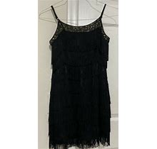 Womens All Over Fringe Sequined Dress. Forever 21. Black. Size S.