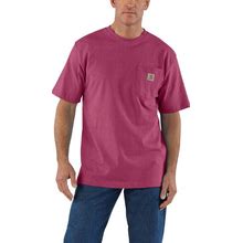 Carhartt | Men's K87 Short Sleeve Pocket T-Shirt | Beet Red Heather | Large Tall | Original Fit | 100% Cotton | 6.75 Ounce | Dungarees