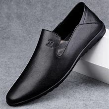Men Leather Casual Shoes Loafers Slip On Driving Shoes Comfortable
