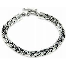Men's Sterling Silver Bracelet, 'Dragon Hunter'