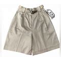 Koret Shorts | Vintage Women's Shorts Khaki Tan Pleated Belted 80S Size 12 Ilgwu Nwt New | Color: Tan | Size: 12