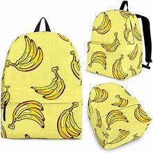 Yellow Banana Pattern Print Backpack