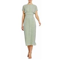 Mac Duggal Women's Beaded Mesh Column Midi-Dress - Sage - Size 12