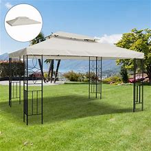 13.1' X 9.84' 2-Tier Gazebo Canopy Top Cover Replacement For Patio, Cream White