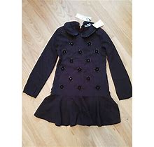 Little Marc Jacobs Girls Black Embroidered Special Occasion Dress Size