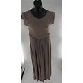 Women's Krisp Brown Solid Cap Sleeve Elastic Waist Maxi Dress Size 10