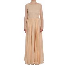 Dolce & Gabbana Elegant Beige Silk Full Length Sheath Dress