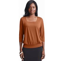 Plus Size Women's Stretch Knit Square Neck Top By The London Collection In Cognac (Size 3X)