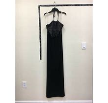 Tommy Bahama Halter Maxi Dress Black Sequin Top Size Medium Orig $178