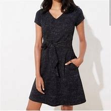 Loft Dresses | Ann Taylor Loft Black Tie Waist Dress Short Sleeve Size 12 Petite | Color: Black | Size: 12P