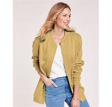 Blair Women's Iconic Fleece Jacket - Tan - MED - Petite
