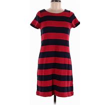 Talbots Casual Dress - Mini Scoop Neck Short Sleeves: Red Print Dresses - Women's Size Medium Petite