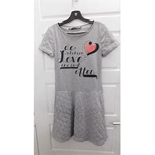 Love Moschino Gray Heart Quilted Bottom Short Sleeve Dress Sz 2