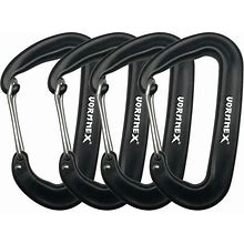 12KN Aluminum Carabiner Clip 4 Pack For Hammocks, 2700Lbs Heavy Duty Large Clipping On Camping Accessories, Climbing And More - Black