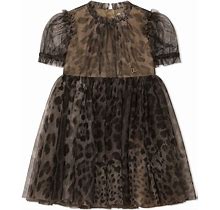 Dolce & Gabbana Kids Leopard-Print Tulle Dress - Brown