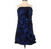 Laundry By Shelli Segal Cocktail Dress - A-Line Open Neckline Sleeveless: Blue Print Dresses - Women's Size 6