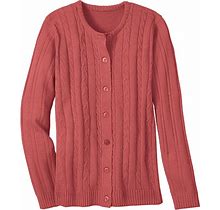 Blair Women's Haband Womens Classic Cable Cardigan - Red - M - Misses