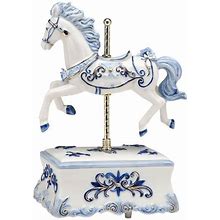 Blue Carousel Horse Musical Box, Tune: Pachelbel's Canon In D, Decor, By Cosmos Gifts Corp