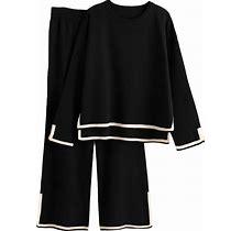 UNIQUEONE Sweater Sets Women 2 Piece Outfits Long Sleeve Knit Sweater Top Wide Leg Pants Tracksuit Lounge Sets