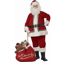 California Costume Collections Deluxe Santa Claus Suit Christmas Velvet Adult Mens Costume & Wig Beard Set Red S/M (38-42)