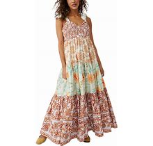 Free People Women's Bluebell Cotton Mixed-Print Tiered Maxi Dress - Lilac Combo
