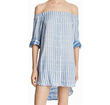 Cloth & Stone Szm Off The Shoulder Button Front Dress Striped Marina