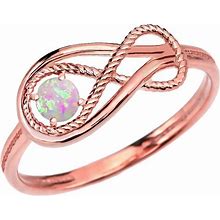 October Birthstone Opal Rope Infinity Rose Gold Ring Rose Gold 4.75 | Factory Direct Jewelry
