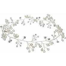 Sanwood Women's Light Ribbon Hand-Knitted Faux Pearl Braided Hairband Wedding Bridal Headband Hair Accessory