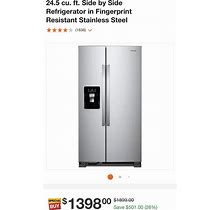 Whirlpool NEW 24.5-Cu Ft Side-By-Side Refrigerator With Ice Maker WRS555SIHZ