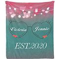 Custom Blanket With Name Text,Personalized Love Heart Super Soft Fleece Throw Blanket For Couch Sofa Bed (50 X 60 Inches)