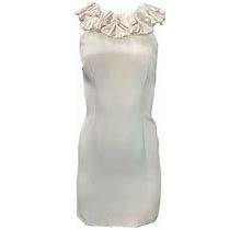 Anne Leman Women's Cream Ruffle Trim Courchevel Sheath Dress 99904 Size XS