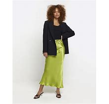 River Island Womens Green Tie Waist Midi Skirt 8